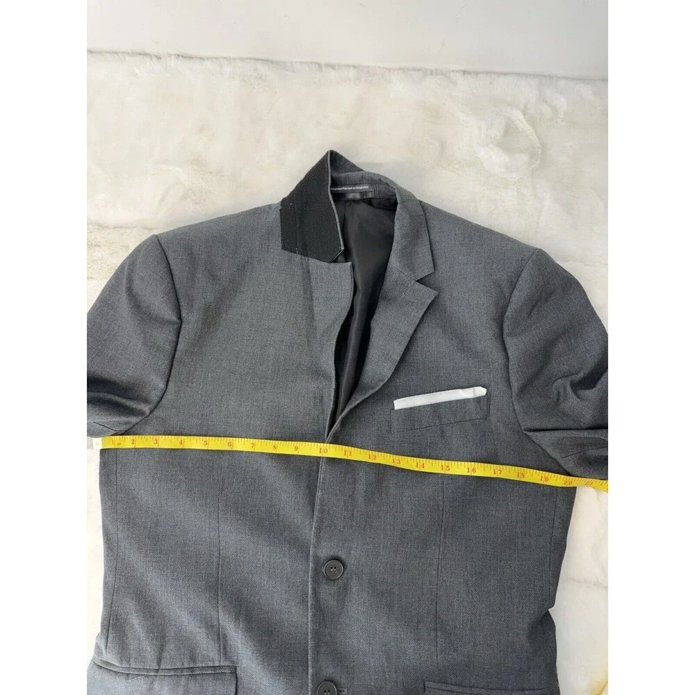 HM Slim Fit Blazer Mens 38R Gray Elbow Patches Two Button Sport Coat Jacket - Picture 6 of 10